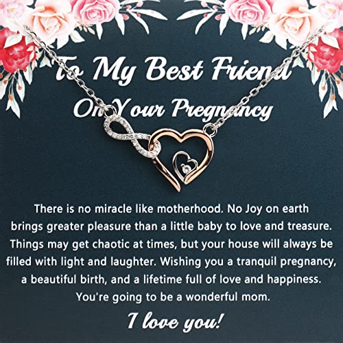 PLITI Pregnancy Congratulation Infinity Heart Necklace Mom To Be Gift For Bestie Expecting Mom