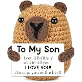 Gifts for Son Christmas from Mom Dad, Xmas Stocking Stuffers for Teen Boys Son, White Elephant I Love You Message Son Birthday Gift, Funny Handmade Crochet Animals Capybara for Kids Son in Law