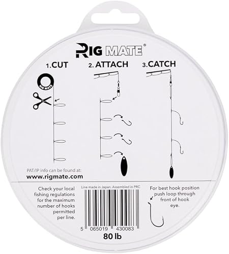 Miniatura 2 de Plataformas de bucle cuentagotas preatadas de 80 libras. Carrete de línea de pesca. Bucles de 18 pulgadas de distancia con tamaño de bucle de 5.5