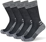 suaskk Men's Crew Work Boot Socks Thick Cushioned Moisture Wicking Hiking Sock 4 Pairs