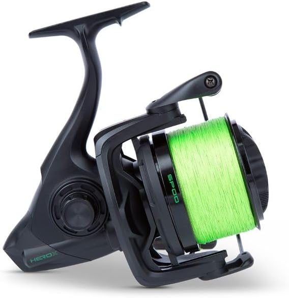 Side view of Sonik Hero X Spod Reel showing 'SPOD' text