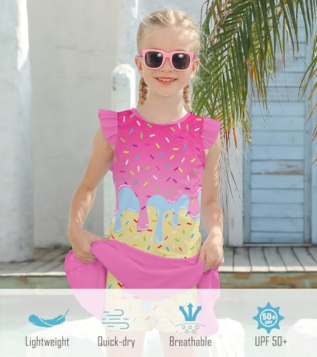 Image of Girls Swimsuit 2 Piece Ruffle Bathing Suit UPF 50+ Tankini Swimsuit Skirt with Lining Size 3-10