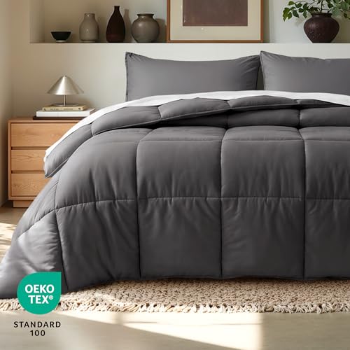 Image of Bare Home Comforter Set - Twin /Twin Extra Long Size - Ultra-Soft - Goose Down Alternative - Premium 1800 Series - All Season Warmth (Twin /Twin XL, Forged Iron Grey)