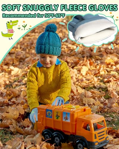 Image of RIGWARL Toddler Winter Gloves Water Repellent, Thin Winter Kids Fleece Gloves for Running School Cycling Hiking, Lightweight Kids Fleece Gloves for Boys Girls Aged 3 4 5 6 7 8 Years
