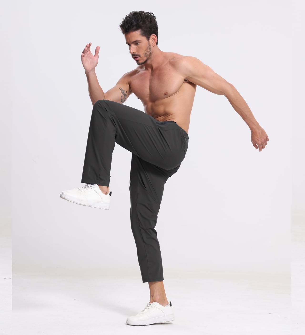 RPOVIG 3 Pack Men's Athletic Sweatpants with Zipper Pockets Workout Gym Running Hiking Active Cooling Stretch Joggers Pants - Image 3