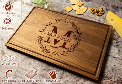 Tabla de Cortar de Madera Personalizada para Bodas y Aniversarios: Tabla para Quesos y Embutidos para Parejas, Amigos y Familia. Ideal para Navidad, Despedida de Soltera, Inauguración de Hogar y Fiestas miniatura 2