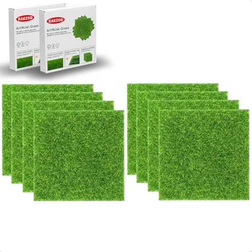 KAEZDD 8 Packs 6 X 6 Inch Fake Grass Decor for Crafts, Artificial Grass for Miniature Ornament Projects, Model Turf Grass for DIY Fairy Garden Accessories and Decor Kit