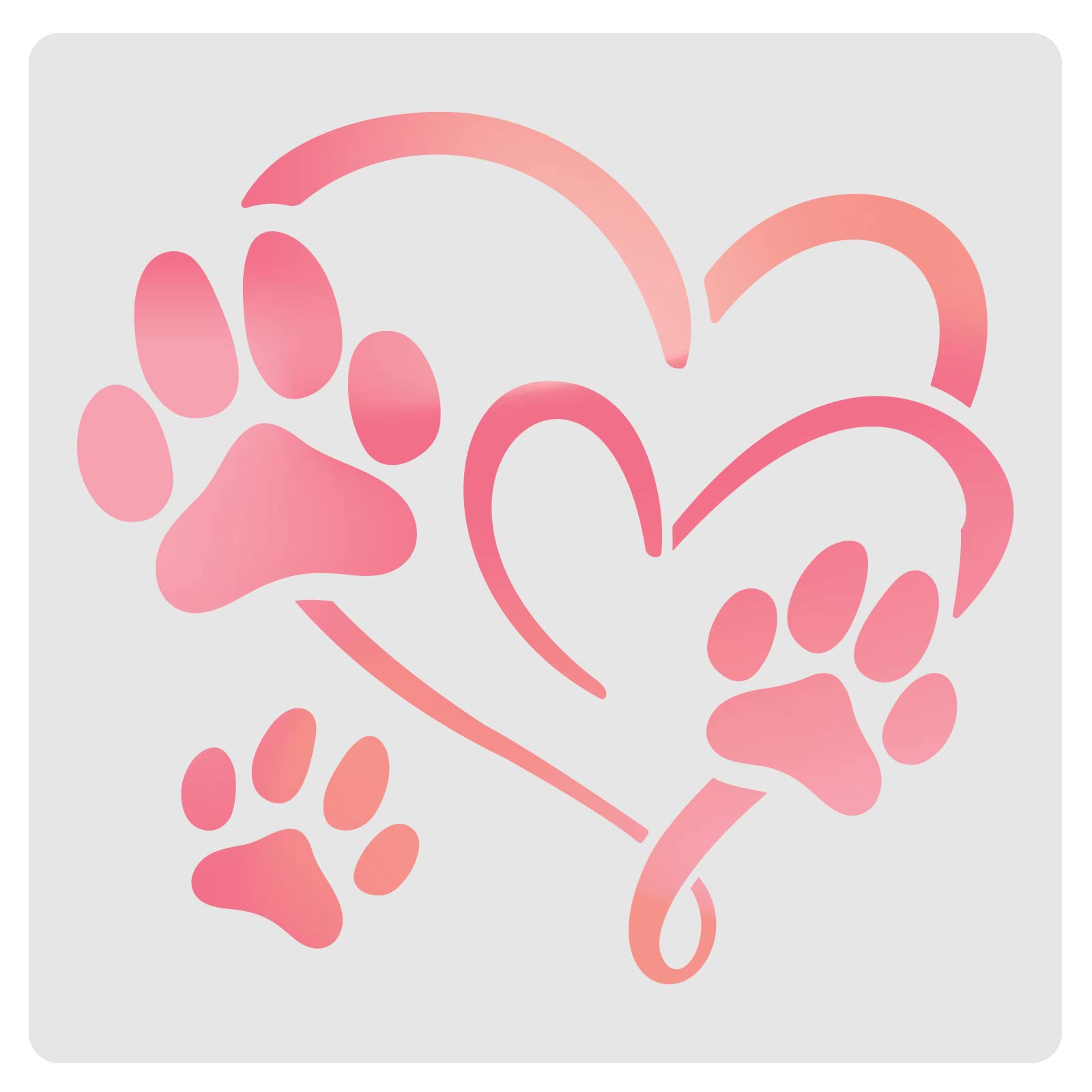FINGERINSPIRE Footprint Heart Stencils - 11.8x11.8 inch Plastic Animal Footprint Drawing Painting Stencils for Wood, Floor, Wall and Tile — image 1