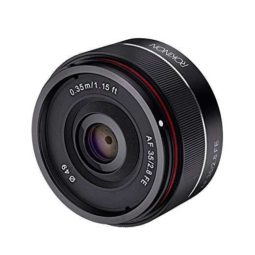 Rokinon IO35AF-E 35mm f/2.8 Ultra Compact Wide Angle Lens for Sony E Mount Full Frame, Black