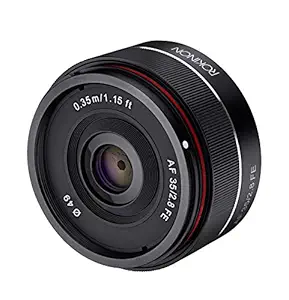 Rokinon IO35AF-E 35mm f/2.8 Ultra Compact Wide Angle Lens for Sony E Mount Full Frame, Black