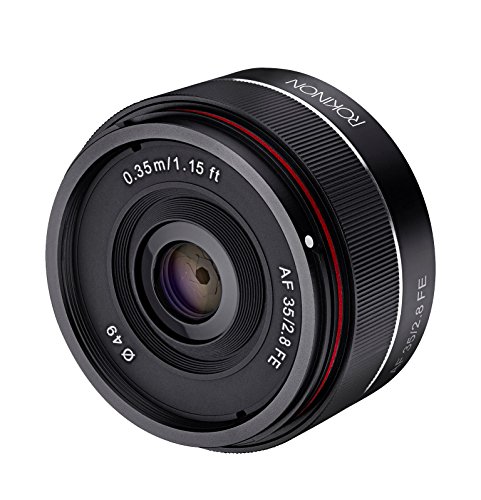 Rokinon IO35AF-E 35mm f/2.8 Ultra Compact Wide Angle Lens for Sony E Mount Full Frame, Black by Rokinon - Used condition - US$221.69