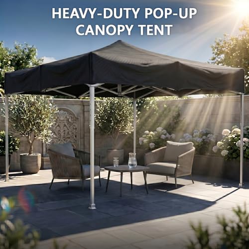 Image of OUTO Heavy Duty Gazebo Tent 6.5 ft | 16.8 Kg Strong Frame | UV Protection Foldable Pop-Up Canopy Tent with 4 Side Open | Outdoor Folding Tent for Garden, Terrace, Events & Promotional Use (Black)