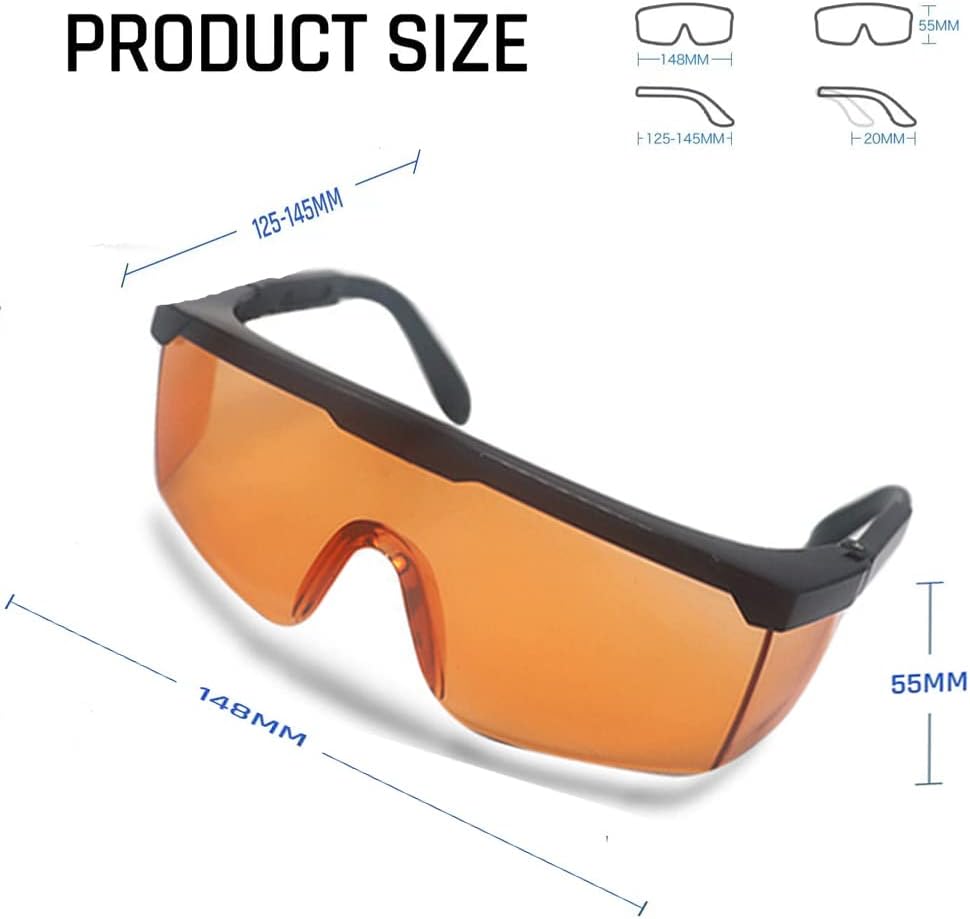 mozeeda UV Light Safety Glasses Protection,UVC 400 Blue Light Blocking Protective Glasses Goggles,Ansi Z87 Adjustable Temples Eyewear, Shaded Shatterproof Scratch Resistant Safe Sunglasses with Case - Image 5