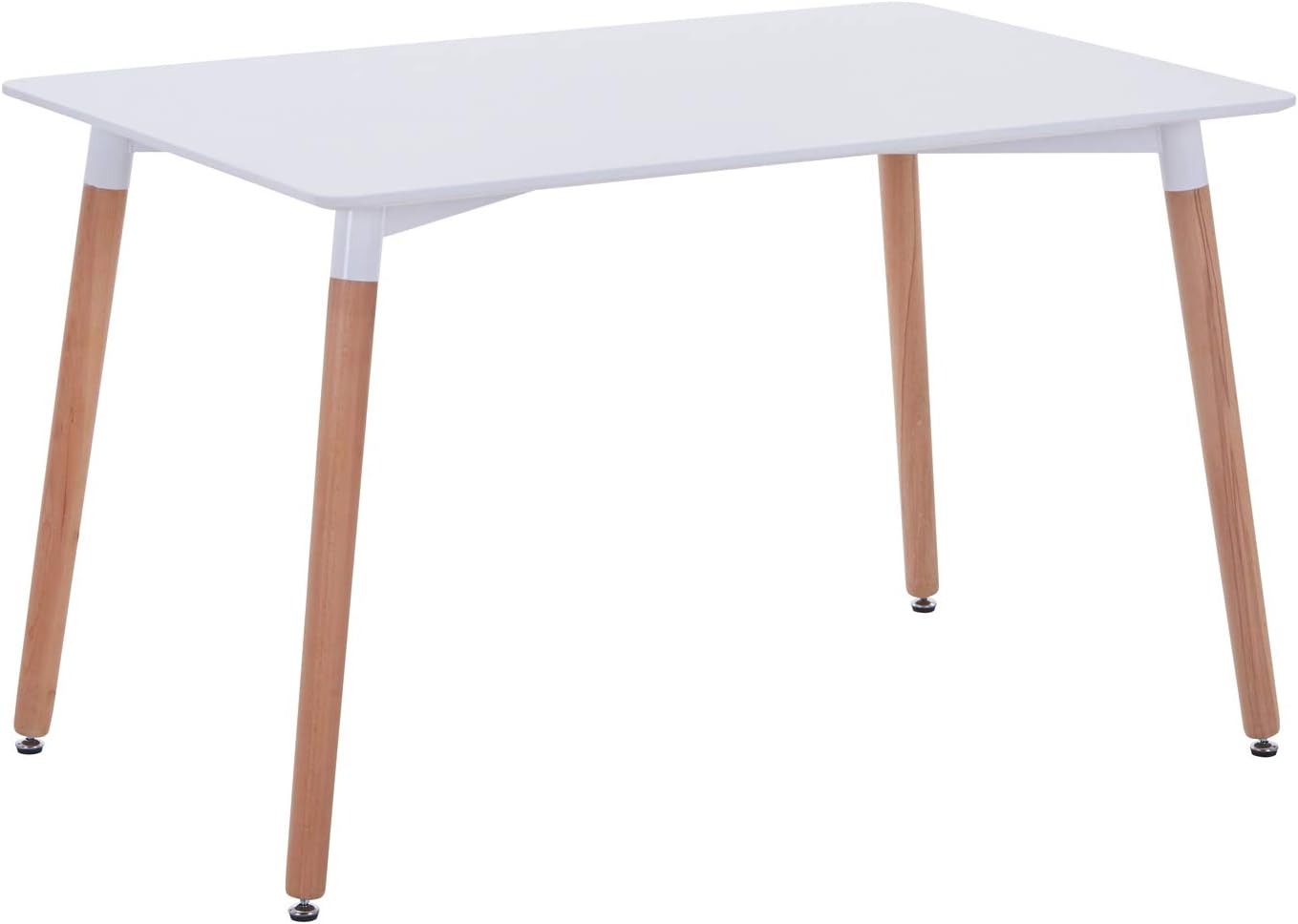 GOLDFAN Dining Table White High Gloss Kitchen Table with Adjustable
