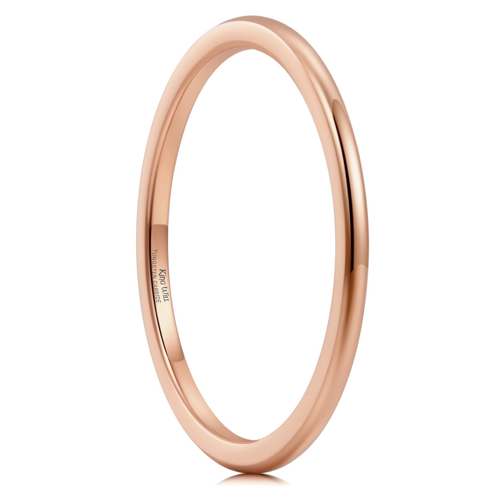 King Will Men's Women's Tungsten Carbide Ring 24k Gold Plated Rose Gold Plated Domed Polished Finish Wedding Band