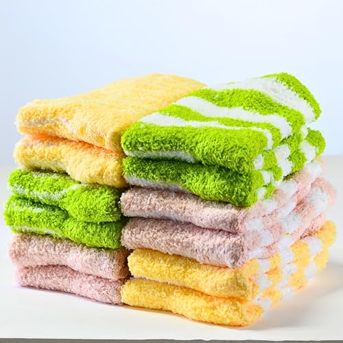 Image of Tipi Toe Womens Fuzzy Crew Socks with Anti Slip Grips Warm Cozy Fluffy Winter Slipper Socks Non Skid Home Socks for Women