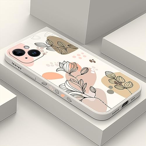 LEECG für iPhone 14 hülle, Kreative Blumenmuster Designs weiche Anti Scratch Microfiber Lining innen, Anti Fingerabdruck Slim Fit Silikon Soft Handyhülle für iPhone 14-Weiß 2