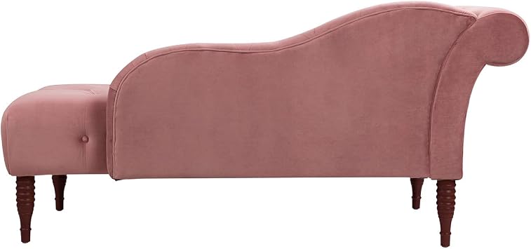 Jennifer Taylor Home Samuel Tufted Roll Arm Chaise Lounge, Ash Rose Pink Velvet