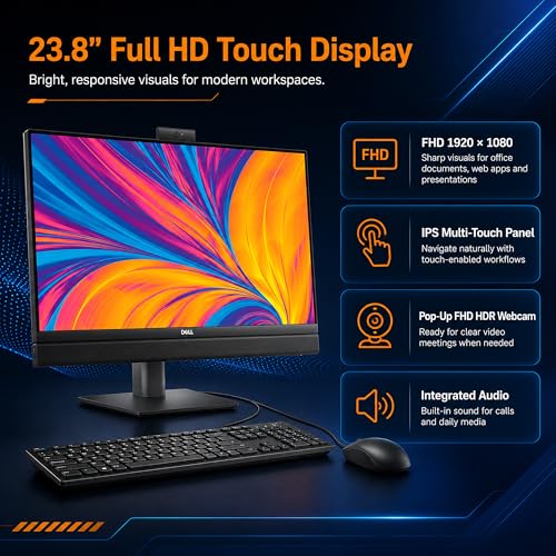 Image of MegaPC Customized Dell Pro 24 All-in-One QC24251, 23.8 inch FHD Touchscreen Desktop Computer, Intel Core i5-14500T, 16GB /32GB /64GB DDR5, 512GB /1TB /2TB /4TB NVMe SSD, Windows 11 Pro