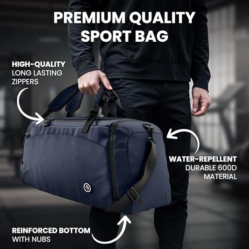 Bolsa Deporte Fitness + Mochila Función y Compartimento para Zapatos: Separada Seco y Humedo | 40/60L Deportivo Viaje Gimnasio Natacion Fin de Semana Travel Duffle Bag Equipaje Mano| Hombre Mujer - imagen 5