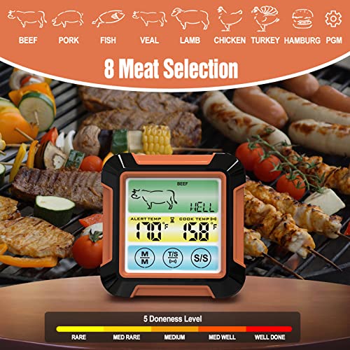 mewmewcat Termômetro de carne digital com sonda longa termômetro de grade atualizado com tela lcd co