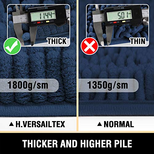 Bathroom Rugs Bath Mats For Bathroom Non Slip Luxury Chenille Bathroom Rugs Extra Soft Absorbent Shaggy Bathroom Mat Rugs Washable Fast Dry Bathroom Rugs Sets 2 Piece (Navy, 20" X 32"/17" X 24") #TOP1