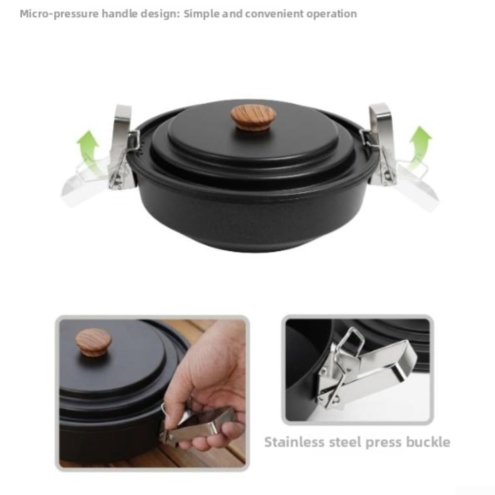 Set Camping 9 Piezas para Acero Inoxidable Antiadherente Plegable