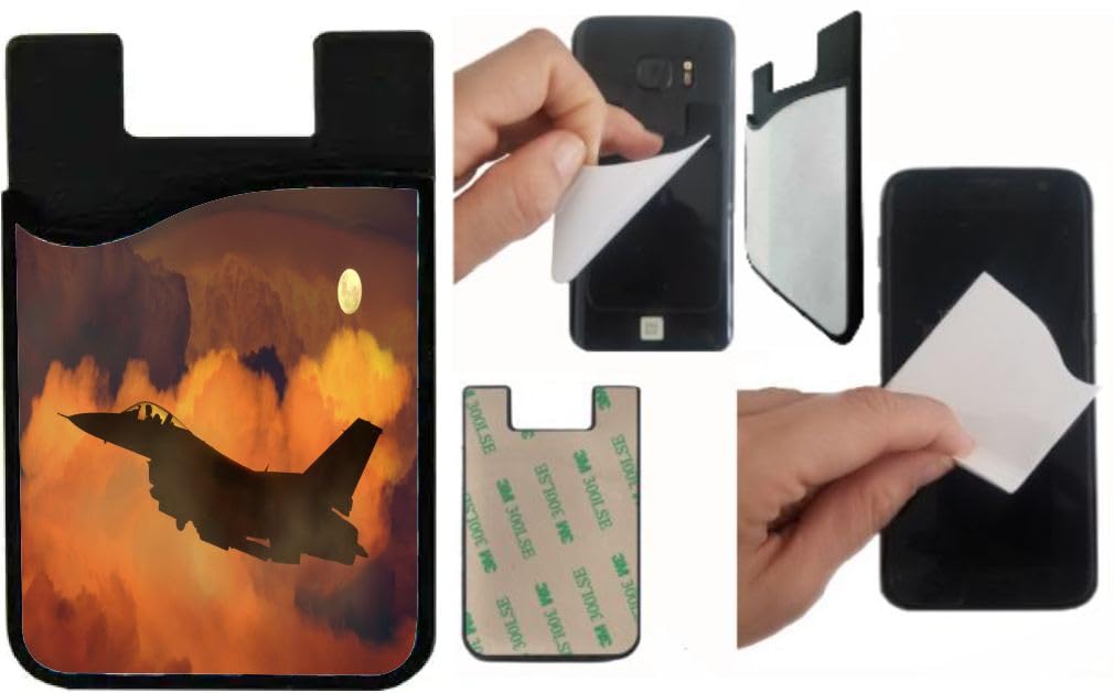 Armed Forces Helicopter Design - Adhesive Phone Wallet - Stick-on ID Card Holder for iPhone/Galaxy/Google Android Cases