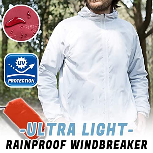 Impermeable Rain Jacket Raincoat Jacket Windproof Ultra Light Rainproof Windbreaker Rain Coat Travel (Color : White, Size : X-Large)4