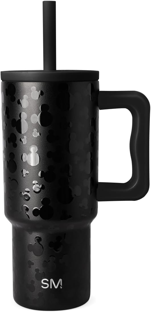Disney Kids 24 oz Tumbler with Handle and Silicone Straw Lid | Spill Proof and Leak Resistant | Reusable Stainless Steel Bottle | Gift Kids Boys Girls | Trek Collection | Iconic Mickey