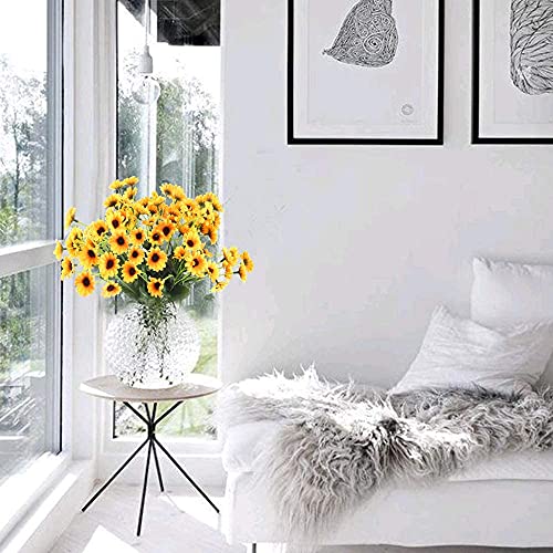 Mhmjon 4Pcs Artificial Silk Sunflowers Flowers Mini Fake Mum Flowers Bundles Gerbera Daisies Flowers Floral Arrangements For Indoor Outdoor Home Kitchen Diy Table Centerpieces Wedding Decor #TOP4