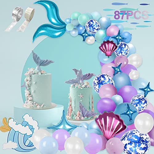 Décoration d'anniversaire de sirène, sirènes, ballons gonflables, arcs de ballons en forme de sirène, décoration d'anniversaire pour fille, sirène, décoration de fête, décoration de ballons Cover