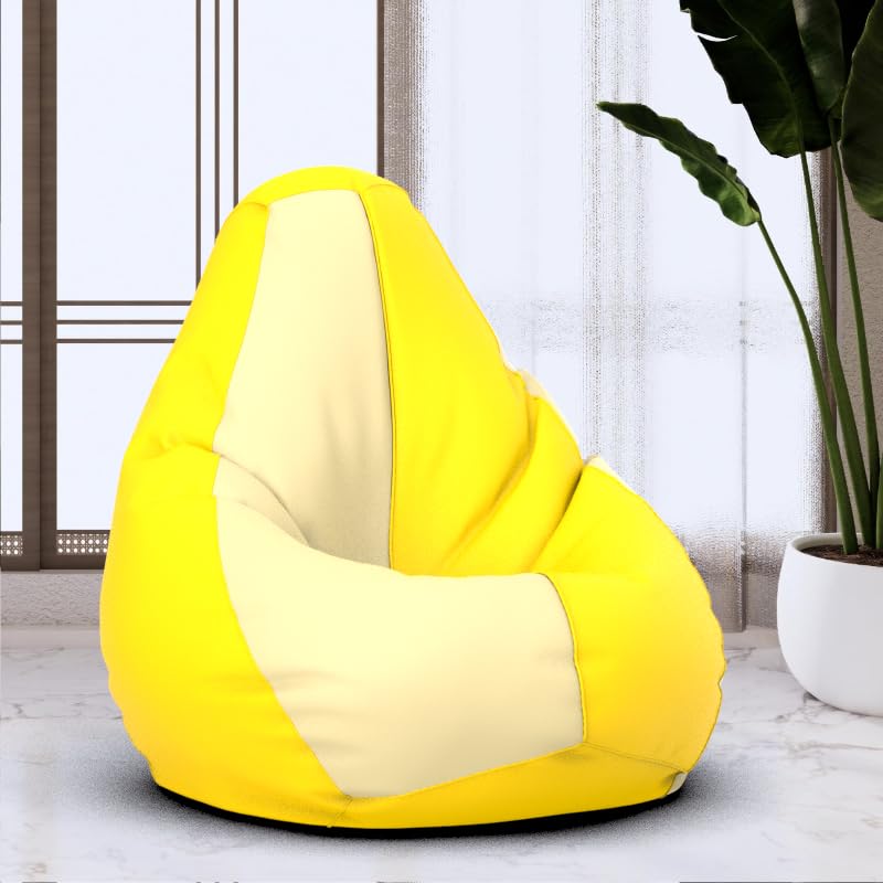 Bean Bag Chair Cover | Size: 3XL | Color: Cream Yellow | Without Beans | Premium Leatherette Cover (CMF 3579)-image-15