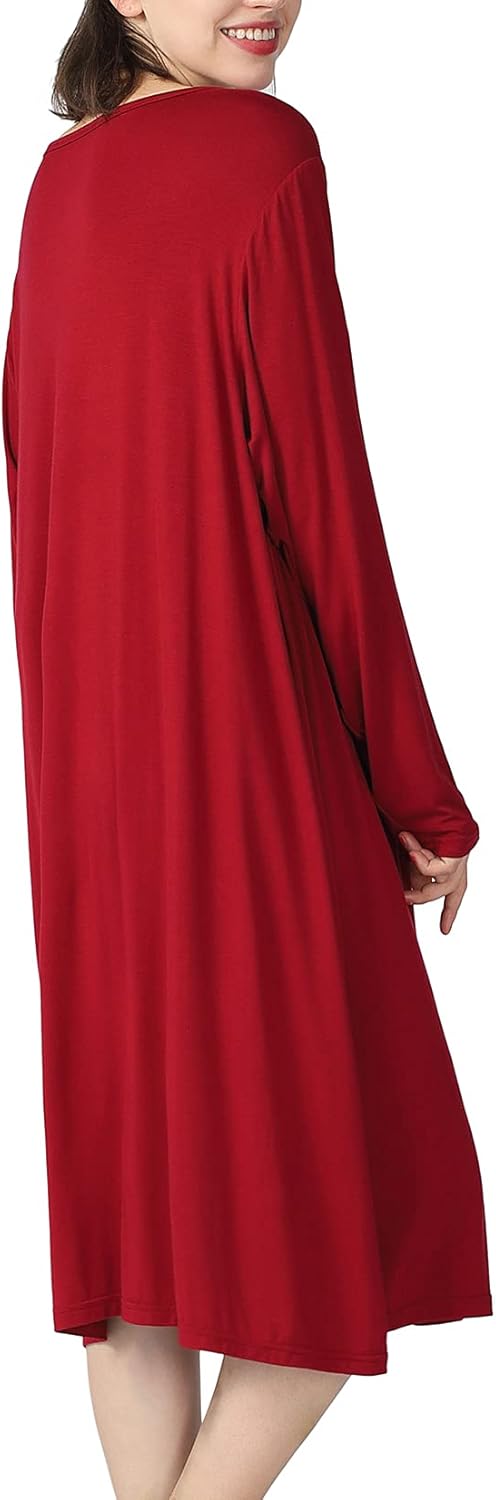 Lu's Chic Women's Plus Size Nightgown Long Sleeve Cotton Sleepwear Pajama Night Dress - Image 2