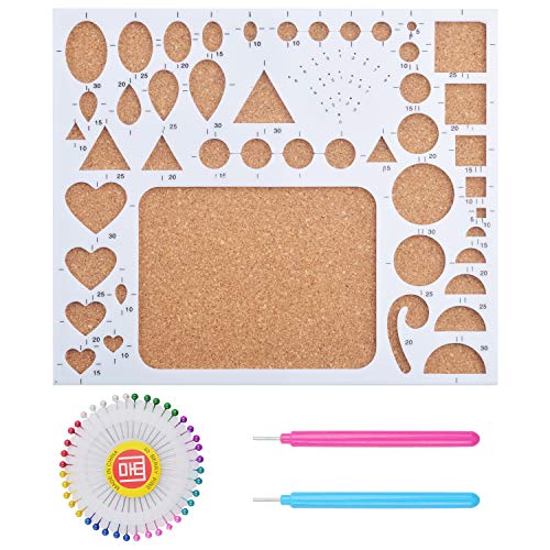 1 Set of Paper Quilling Template Board Quilling Mould with 2pcs Quilling Slotted Tools and 40pcs Pearl Head Pins for DIY Paper Craft