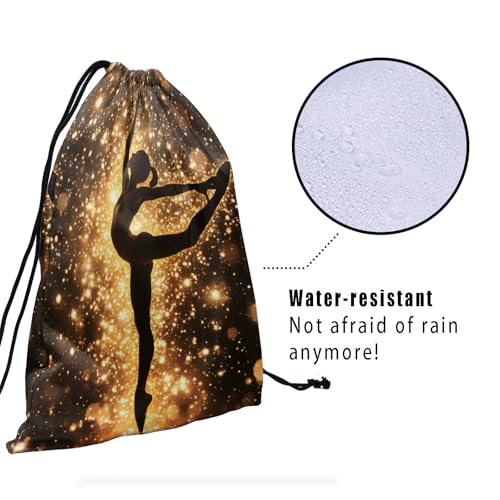 Image of Nerxy Gymnast Gymnastics Grip Bag - Gold Stars Grip Bags for Gymnastics Mini Gym Bag Galaxy Drawstring Storage Pouch Adjustable