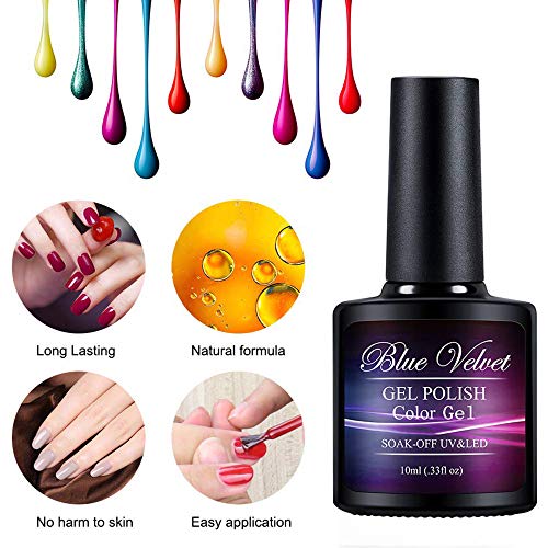Blue Velvet 12 Pack Gel Polish Set Soak Off Uv Led Solid Violet Lavender Purple Color Gel Nail Coat Manicure And Pedicure Kit 10Ml #TOP4