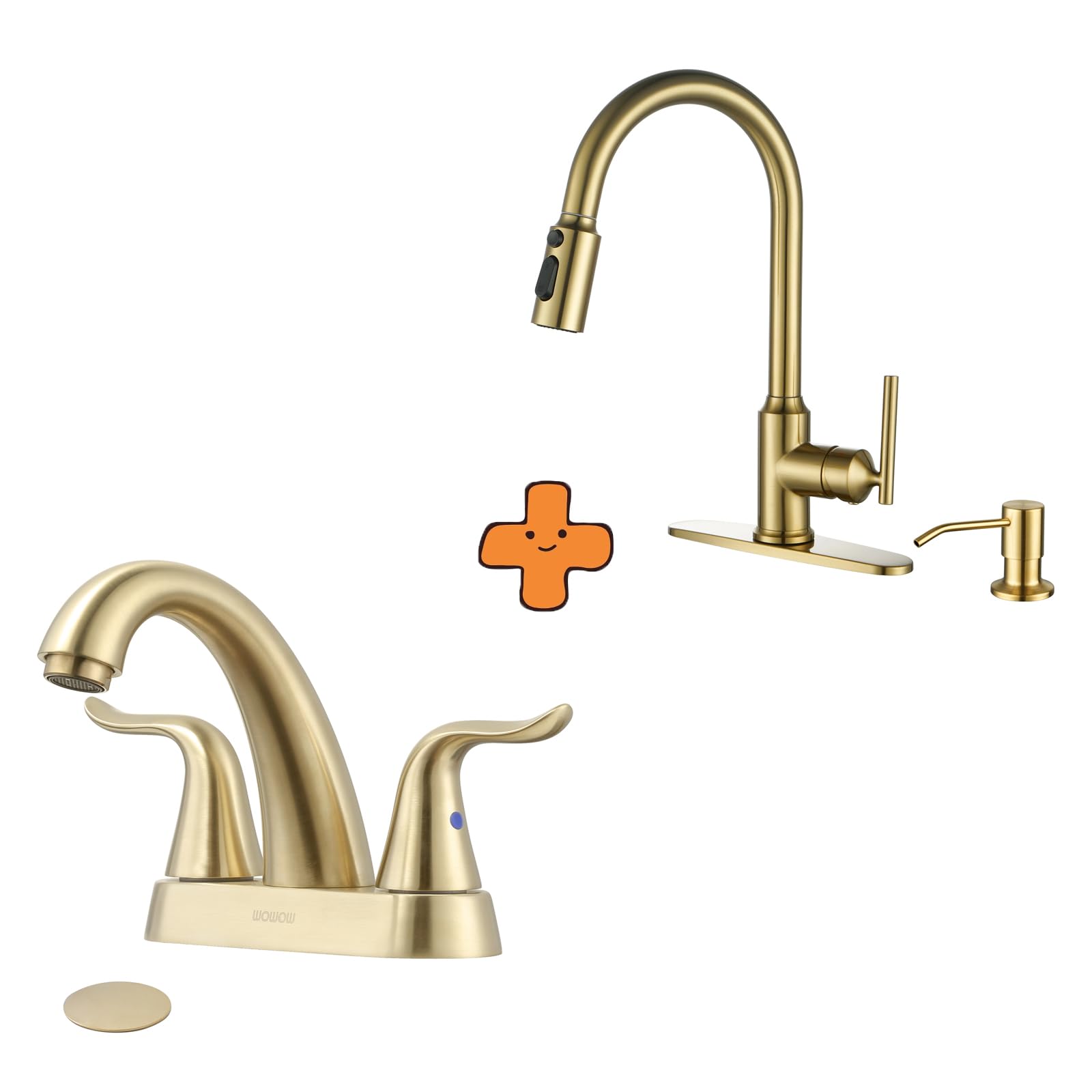 Jnfidosr Gold 4 Inch Bathroom Faucet Brushed Bathroom Sink Faucet Centerset Vanity Faucet And Kitchen Faucets With Pull Down Sprayer And Sprayer
