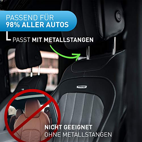 FLIPLINE Kopfstütze Auto Kinder Schwarze Nähte - Bequemes Reisefeeling für Kinder & Erwachsene - Installation in 2 Minuten ohne Schraubenzieher - Nackenstütze Nackenkissen Autokissen Auto Nackenkissen