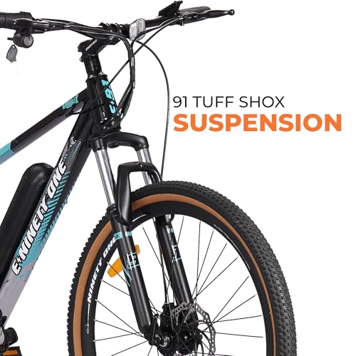Image of NINETY ONE Wolverine X | Electric Cycle | 7.8Ah Battery | 27.5T | 91 Tuf Shox Front Suspension | 250 Watt IP65 BLDC Motor | 99% pre-Assembled | 2 Years Battery Warranty | Blue Silver