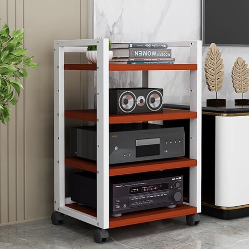 Support multimédia AV ventilé à hauteur réglable et tour audio robuste sur roulettes