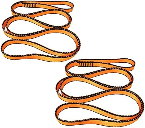 FOSER 18mm Nylon Climbing Sling Runner, 23KN Nylon Rope,Apply to Rock Climbing, Mountaineering, Hiking, Downhill, Emergency Equipment, etc (Orange(2pcs), 60cm/24inch)