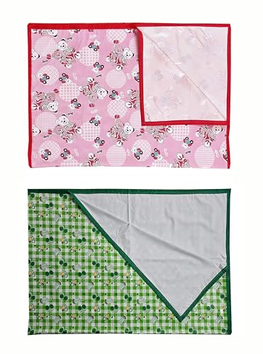 Image of EcoSoft Plastic Sheet,PVC Sheet for Kids,Rubber Sheet for Babies,Bed Wetting Protector(90 x 135 cm) (Pink Bear & Green Baby Bottle)