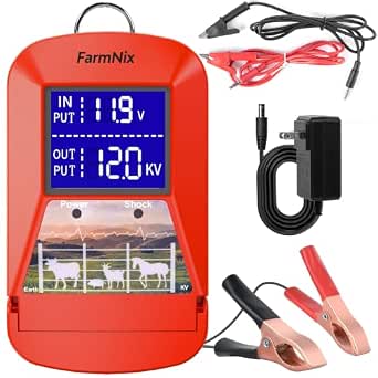12KV Electric Fence Charger, 15 Miles, 3 Joules Electric Fence Kit