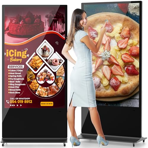 Image of Digital Signage 4K UHD Touchscreen Android 11 System (4+32GB) Indoor Floor Standing Kiosk Interactive Displays LCD Screen with Auto Media Player WiFi HDMI /USB Input (65 inch)