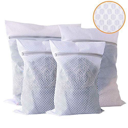 Extra Large Mesh Laundry Bag, 4 Pack Zippered Polyester Delicates Washing Bag, Washer