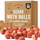 50 Cedar Balls for Clothes - Fresh Smell for Closets and Drawers - Protection for Garments - Cedarwood Closet Freshener & Protects from Moths - Wood Block for Drawer & Storage