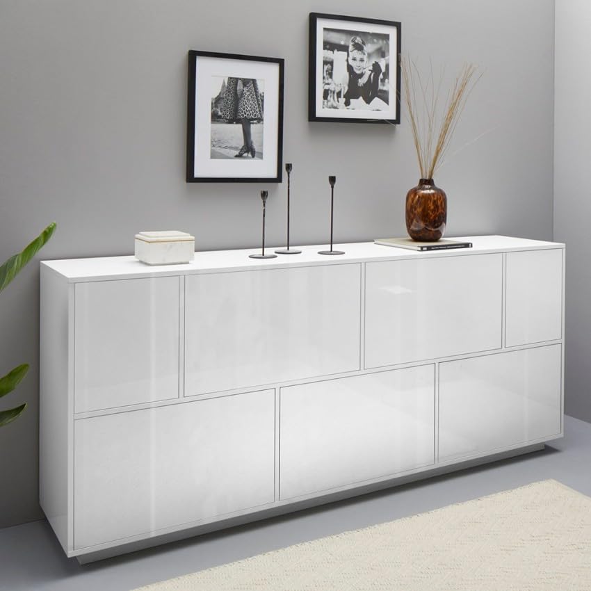 Web Furniture Aparador 200cm Mueble salón aparador Cocina diseño Blanco Lopar