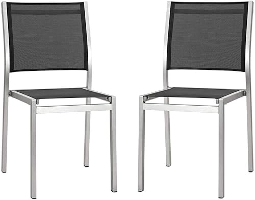 Miniatura 3 de Juego de sofá modular de aluminio Modway, de color plata y beige, para playa, exteriores, patio, juego de 3 unidades, PlateadoNegro