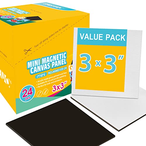 AUREUO Mini Magnetic Canvas Panel 3x3 Inch 24 Pack